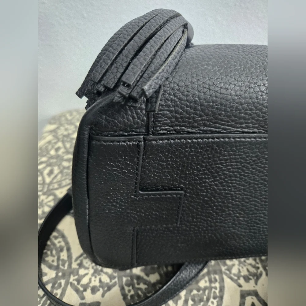 Tory Burch Mcgraw Black Leather Backpack with Tassel